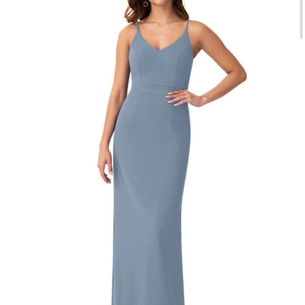 Azazie Dusty Blue Bridesmaid dress (size 6)